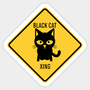 Funny Bad Luck Black Cat Crossing Xing Superstition For Halloween and More Sticker